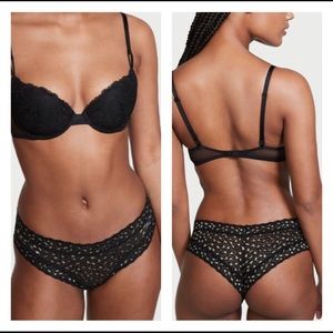 Victoria's Secret Lacie Black Gold Shimmer Cheeky Panty Small